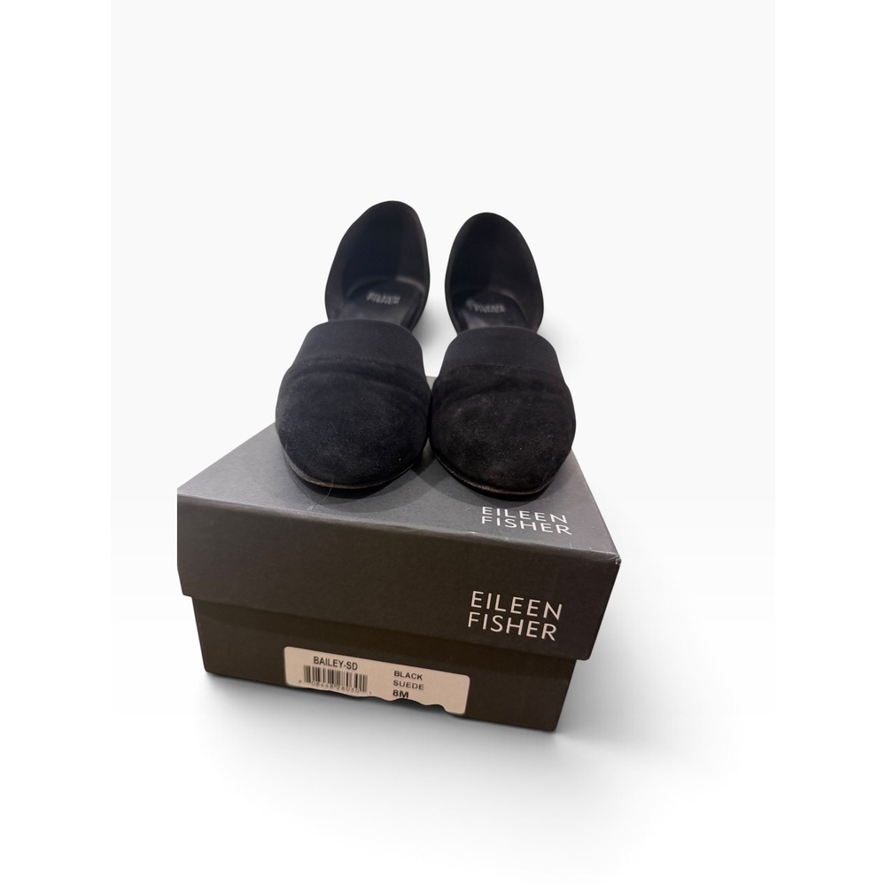 Eileen Fisher Bailey-SD Black Suede d'Orsay Wedge Pumps 8M